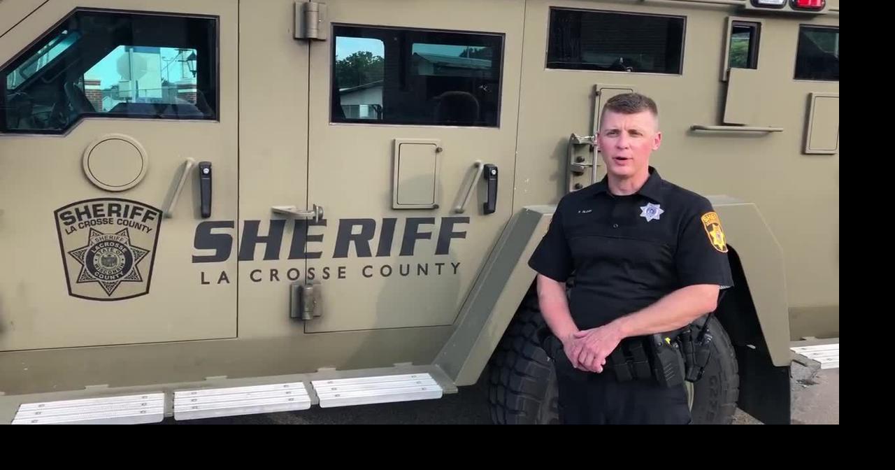 La Crosse Sheriff's Office deputy Paul Sloan explains the Lenco Bearcat
