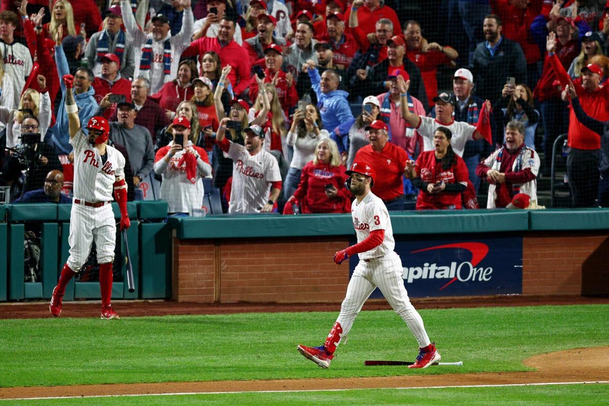 Marcus Hayes: Bryce Harper's legend grows as he homers on first World  Series pitch he sees at Citizens Bank Park