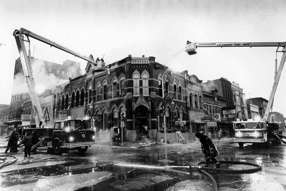 Fire destroys downtown buildings on Jay Street