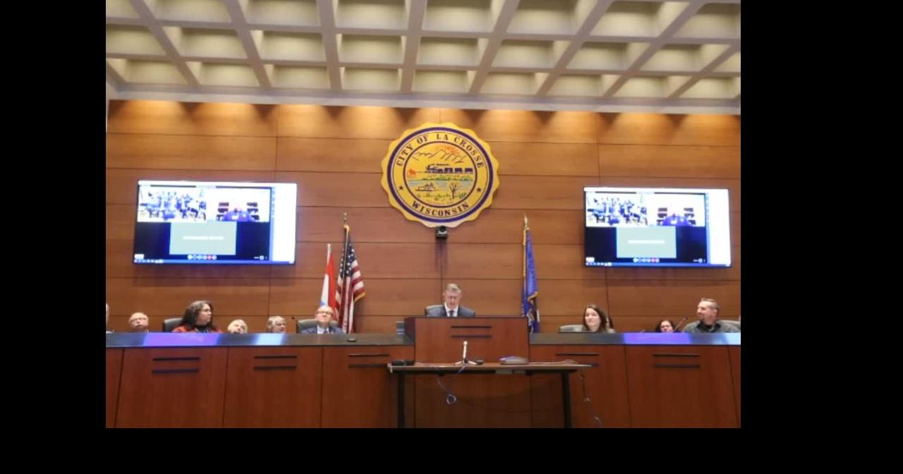 La Crosse Mayor Mitch Reynolds speaks at Luxembourg sister city ceremony