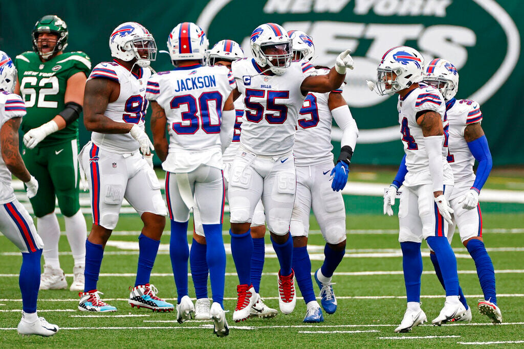 Bills bring Tre'Davious White jersey during postgame press conference