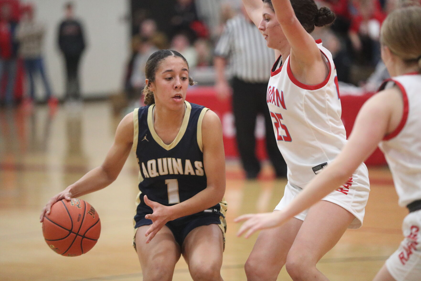 High school girls sports roundup: Aquinas girls basketball thumps Tomah behind Sammy Davis