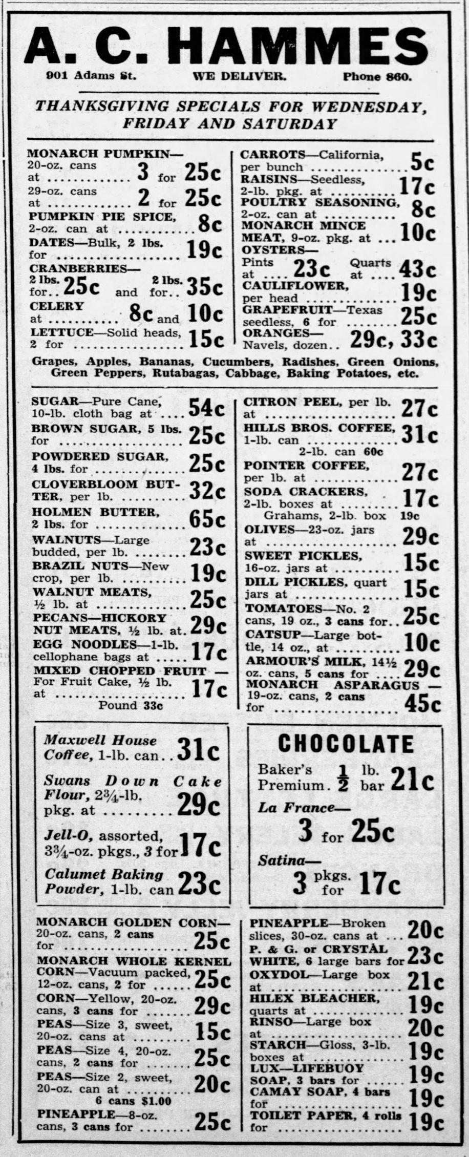 From Tribune files 70 years of Thanksgiving ads from La Crosse area