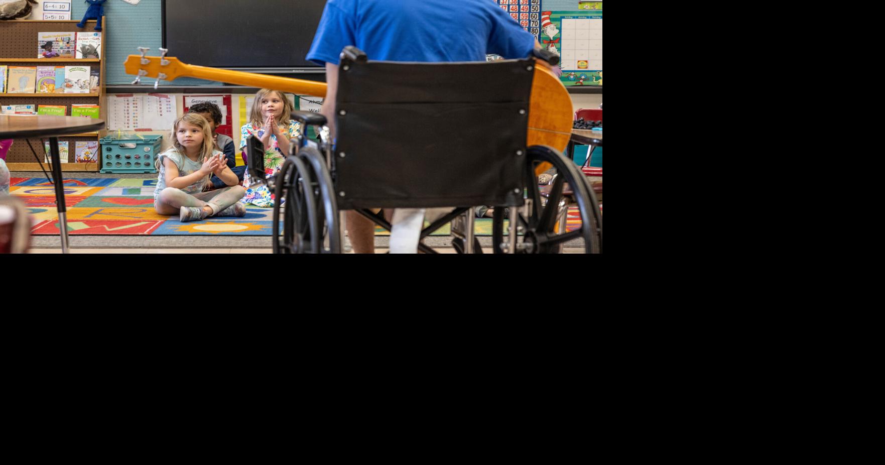 Ryan Canton visits Emerson Elementary School after life threatening car