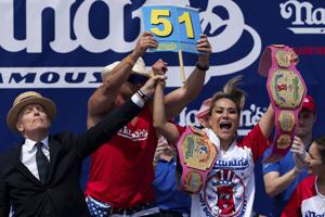 Without Chestnut, Bertoletti wins his first title at Nathan’s hot dog eating contest.