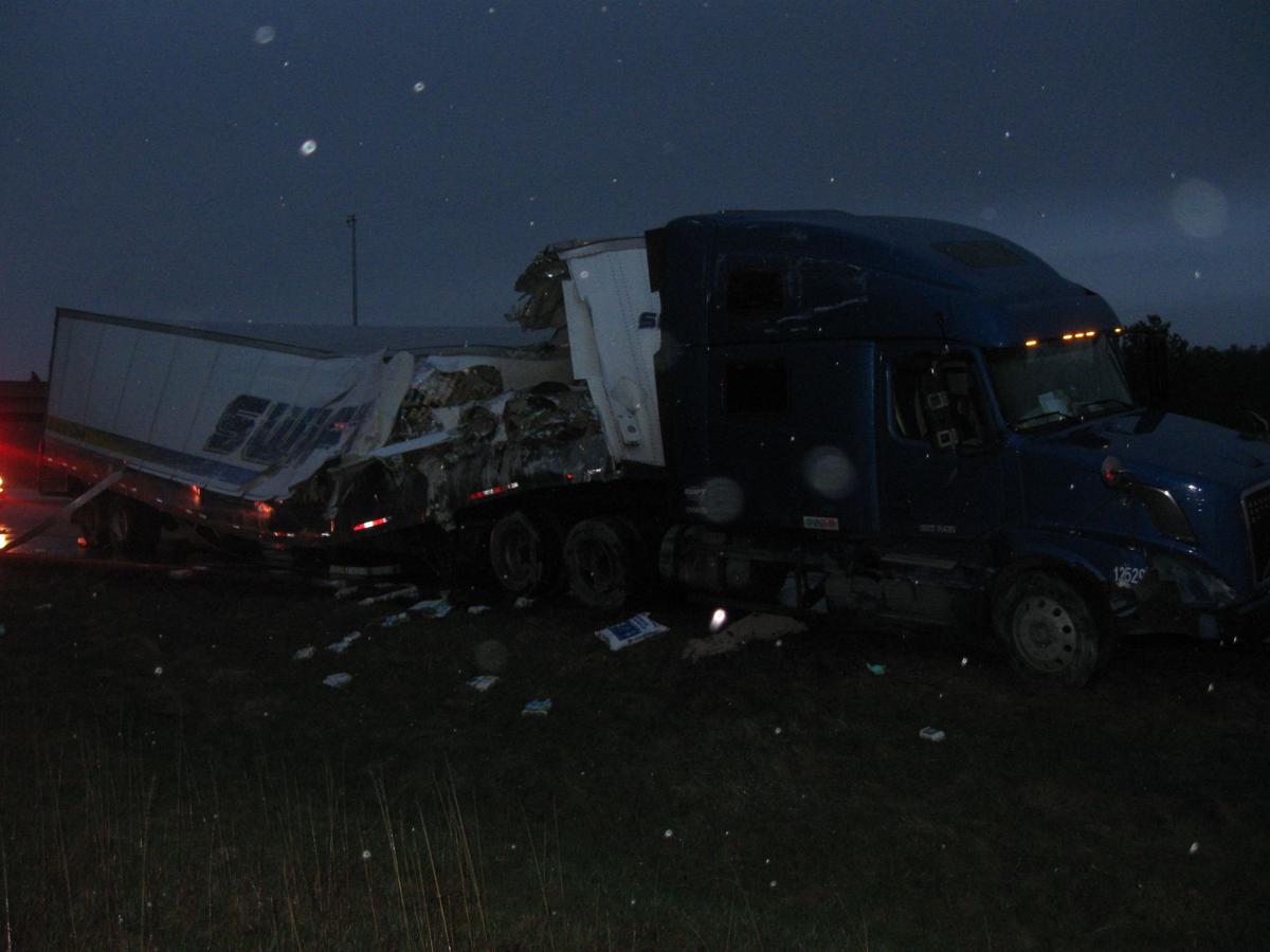 Semi crashes near Hixton