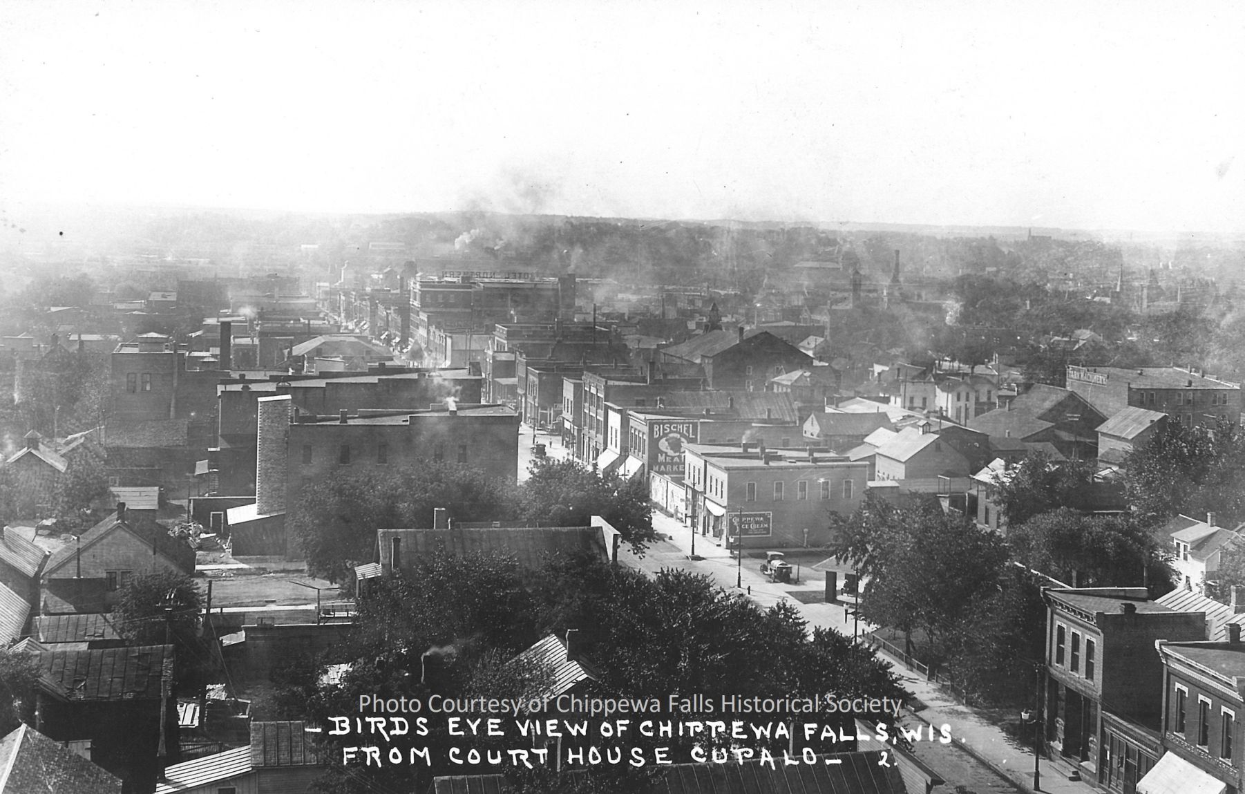 Time Capsule Birds eye view of Chippewa Falls in the 1920 s