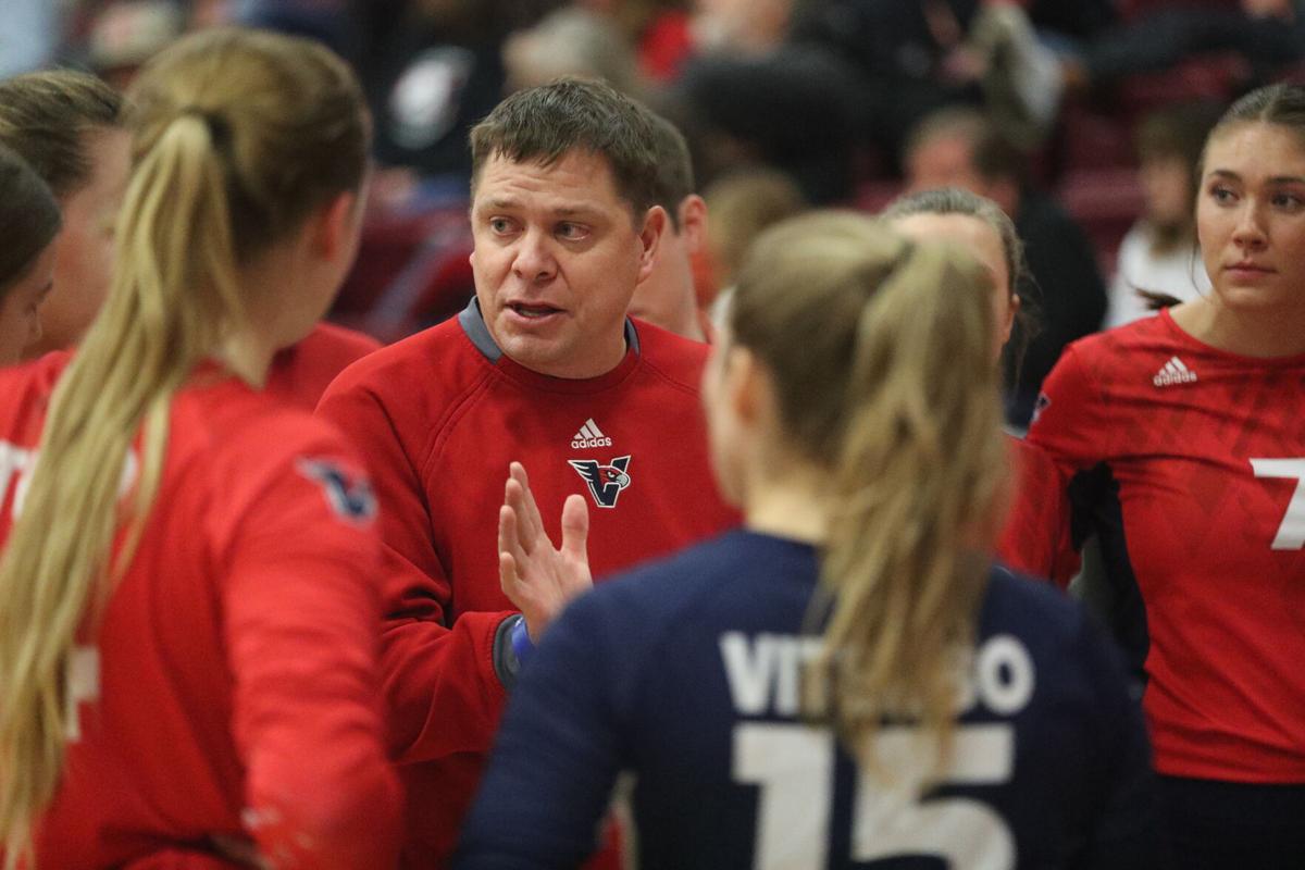 College women's volleyball Viterbo battles Northwestern (Iowa) in NAIA