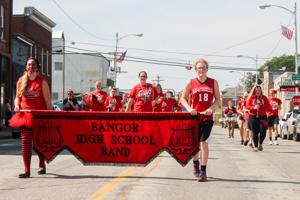 Bangor High School celebrate homecoming in the streets