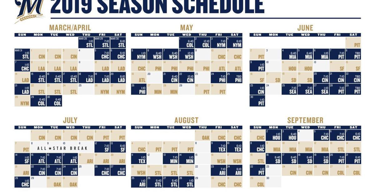 Milwaukee Brewers Schedule 2022 Pdf 2019 Milwaukee Brewers Schedule | | Lacrossetribune.com