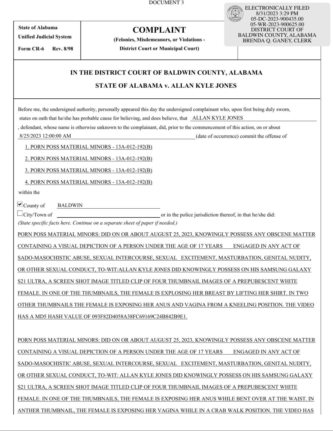 File: Criminal Complaint for Allan Jones | | lagniappemobile.com