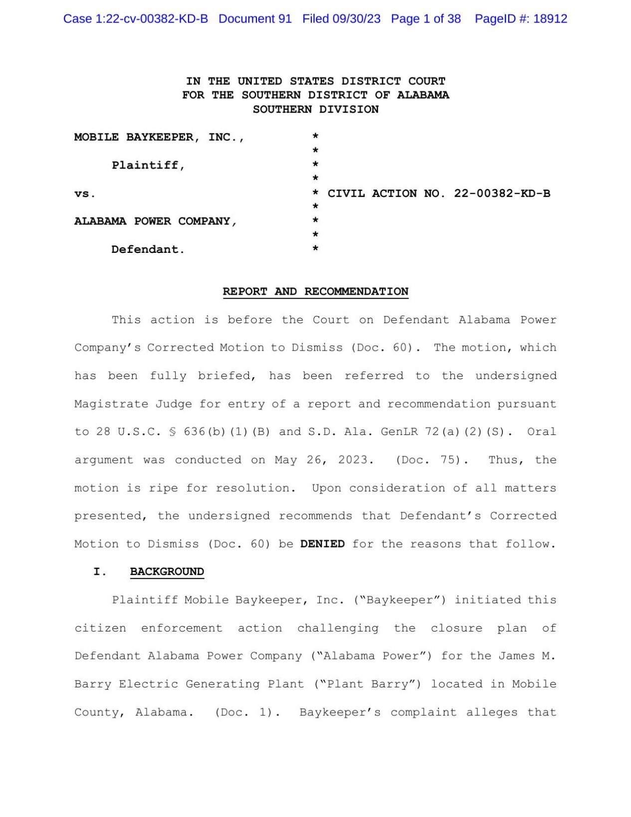 Motion to Dismiss Denied