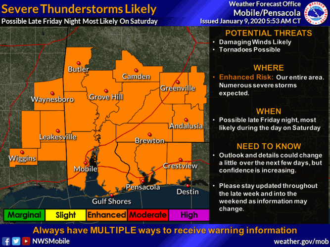Baldwin County warns of severe weekend weather potential News