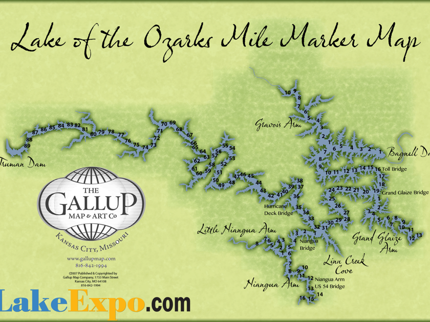 This Lake Of The Ozarks Mile Marker Map Makes Boating Easier Boating News At Lake Of The Ozarks Lakeexpo Com Lake Of The Ozarks Restaurant Map