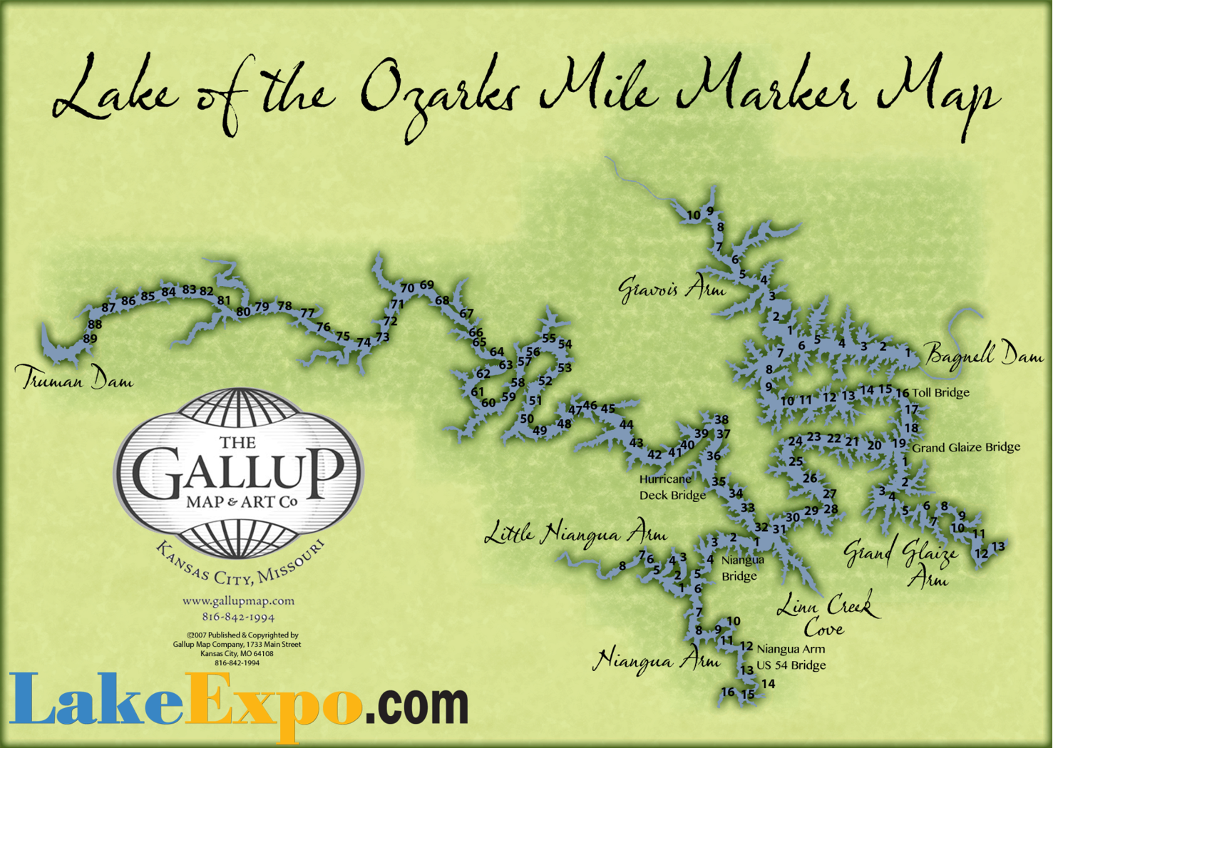 Mile Marker Map Of Lake Of The Ozarks