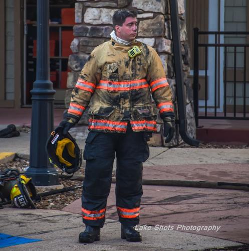 Firefighter at the Scene of Fire at Osage Beach Outlets