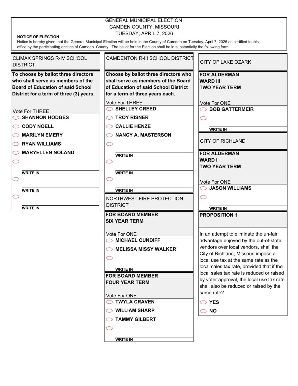 Camden County Municipal Election - 2026 Sample Ballot.pdf