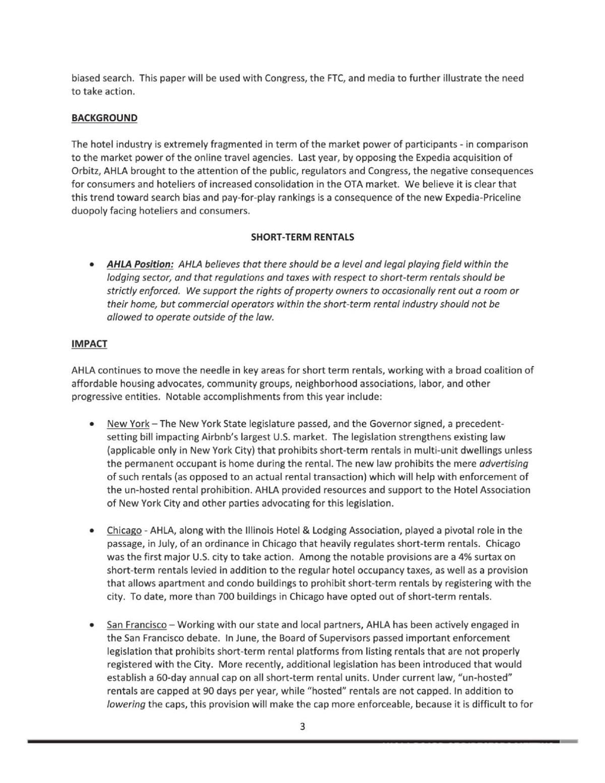 American Hotel & Lodging Association document