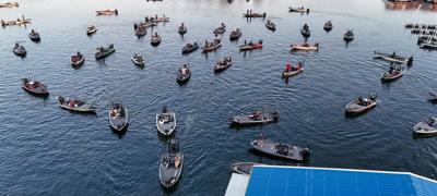 Bass Boats on a Lake