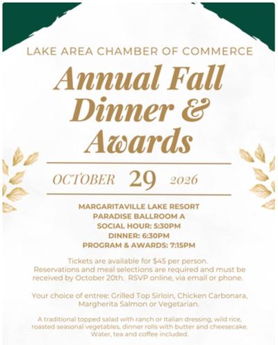 Lake Area Chamber Annual Fall Dinner & Awards