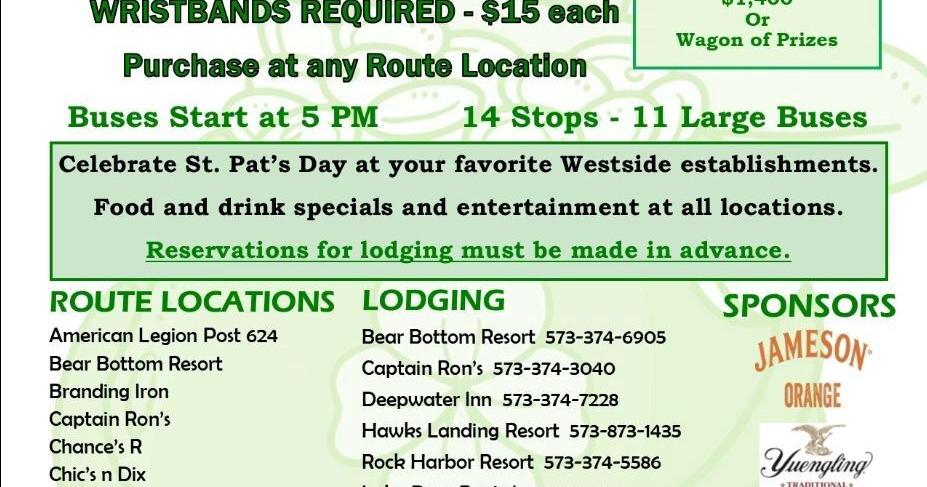 2024 Lake West Chamber St Patrick #39 s Day Pub Crawl Events Calendar