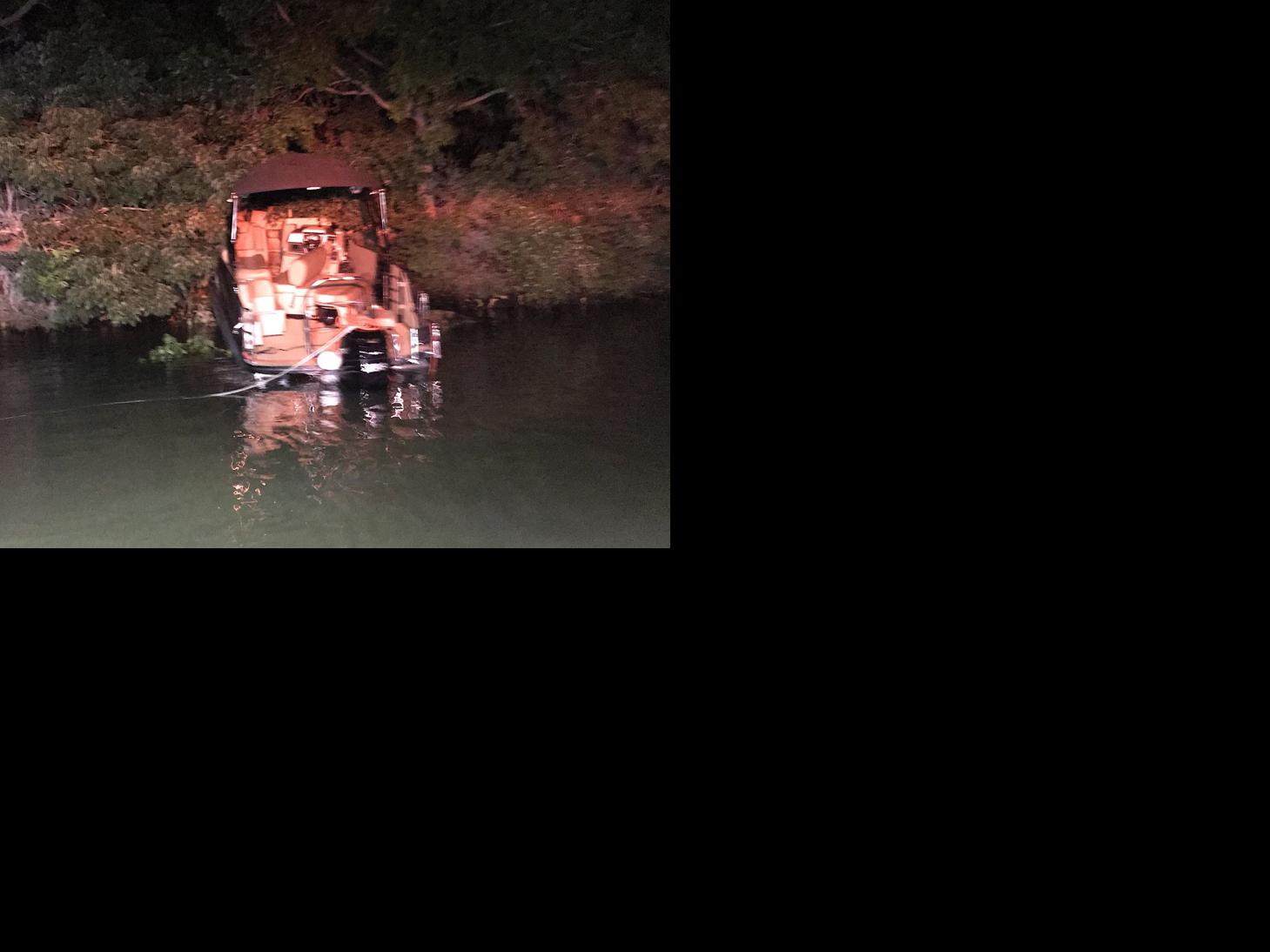 LateNight Crash Pontoon Runs Aground, Boater Hospitalized Boat
