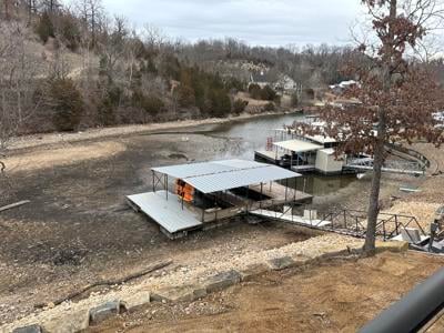 Low Lake Level in Cove, Dock on Ground - Greenview area near The Cave - winter drawdown