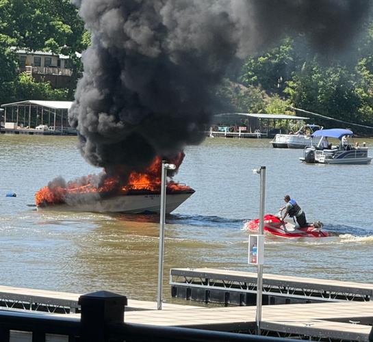 Boat on Fire Near Backwater Jacks