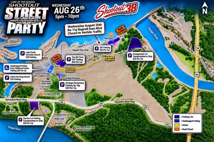 Shootout Street Party parking map - 2026