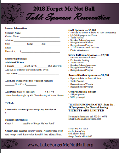 Table Sponsor Form