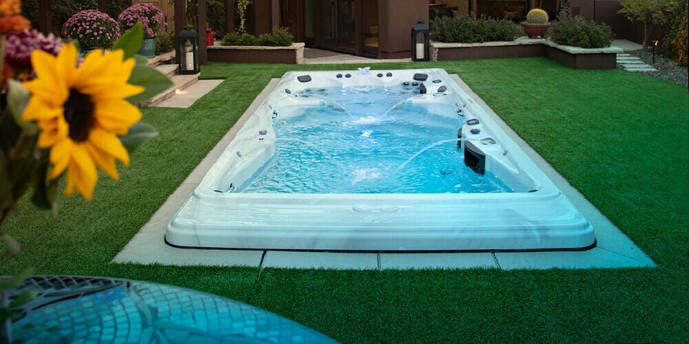 Michael Phelps Swim Spa In-Ground Turf Yard