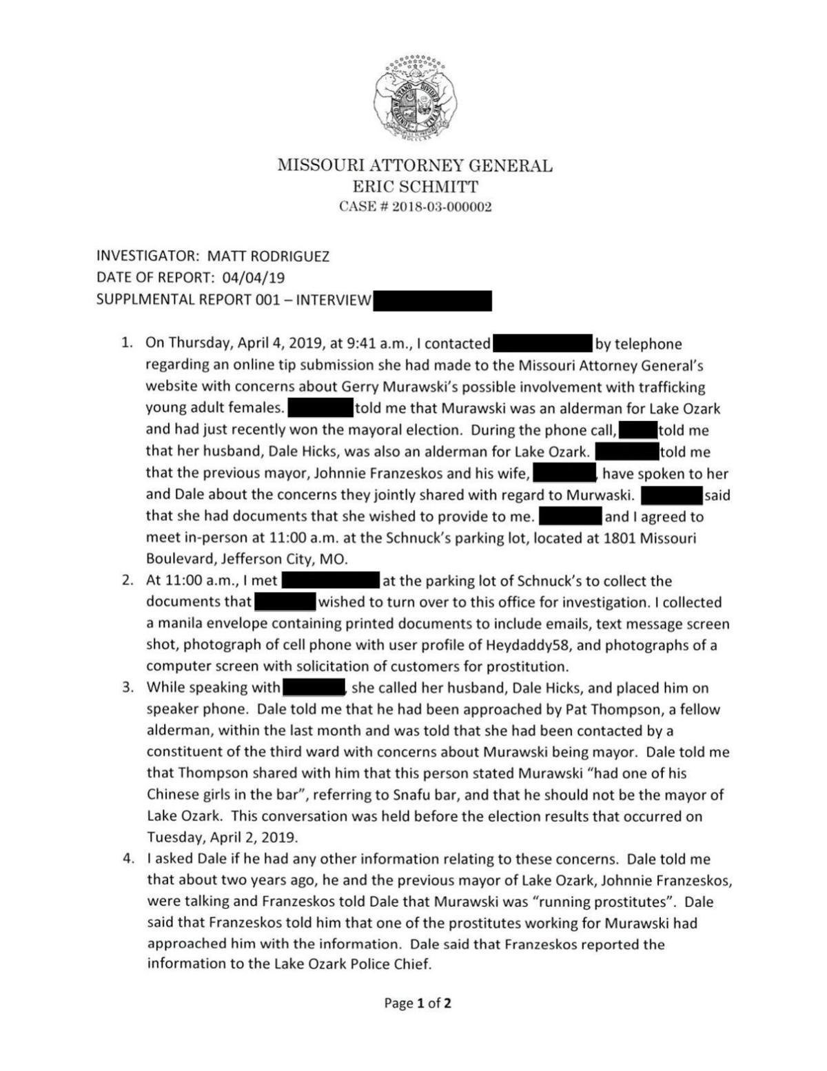 Murawski Investigation Doc 1-1 - Matt Rodriguez Supplemental Report & FBI Report