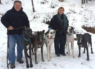 Sewards with their Great Danes