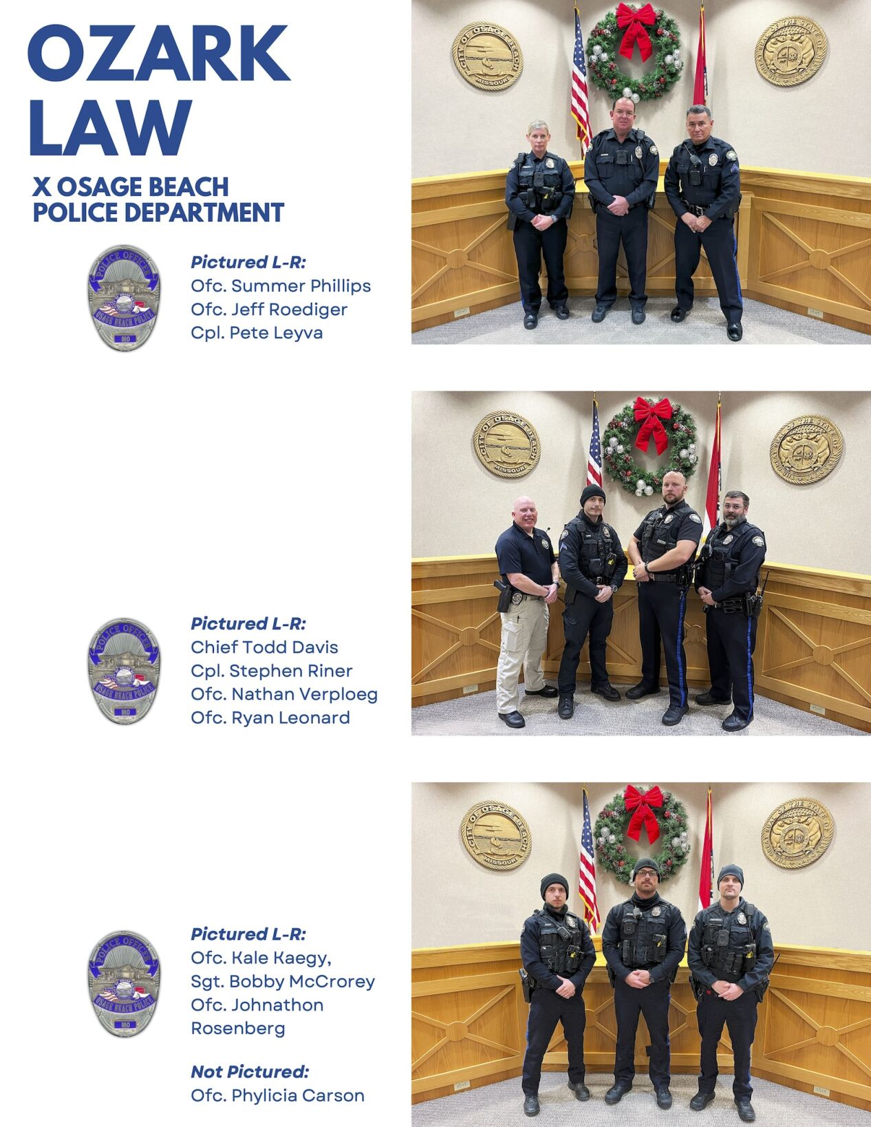 Osage Beach Police Department - Ozark Law - Officer Photos