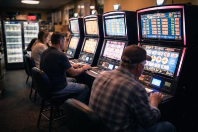 People Playing Video Poker Machines