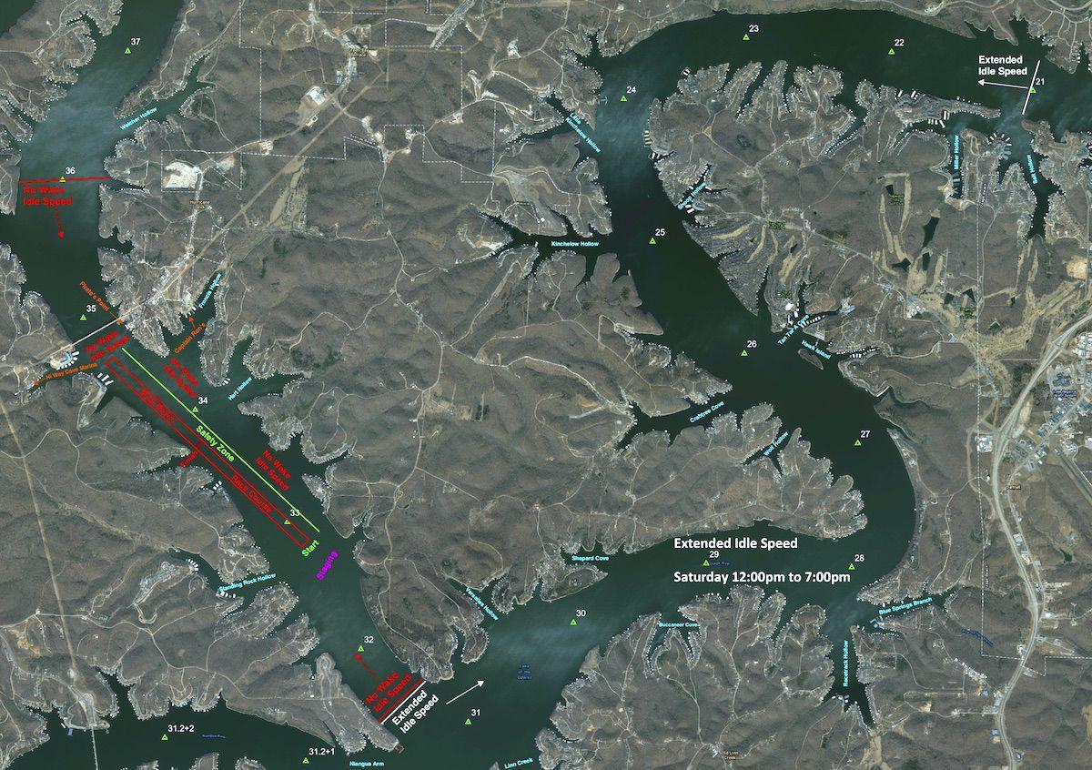 Lake Of The Ozarks Map With Bars And Mile Markers.