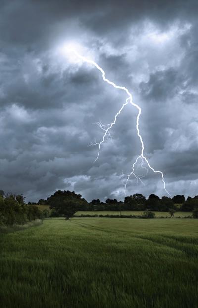 fiery blast from possible lightning strike punches holes in local