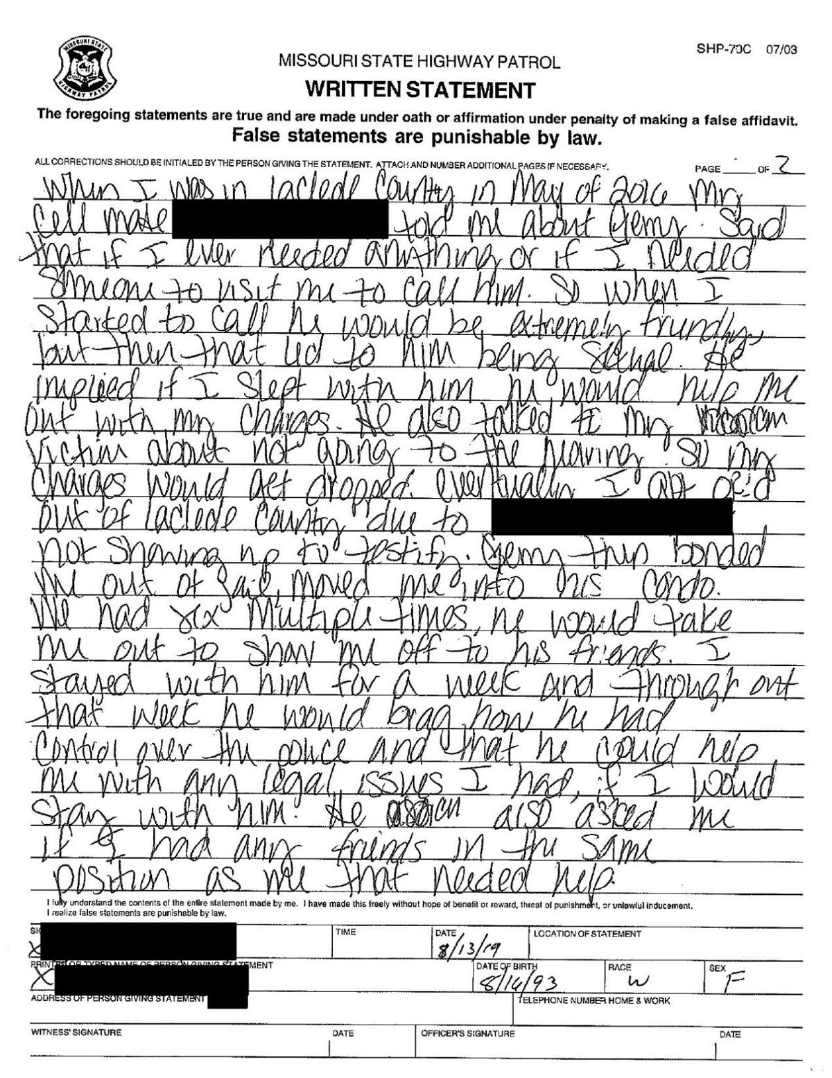 Murawski Investigation Doc 4-2 - Written Statement From 'Stephanie'