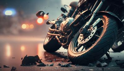 Motorcycle crash, AI - stock image