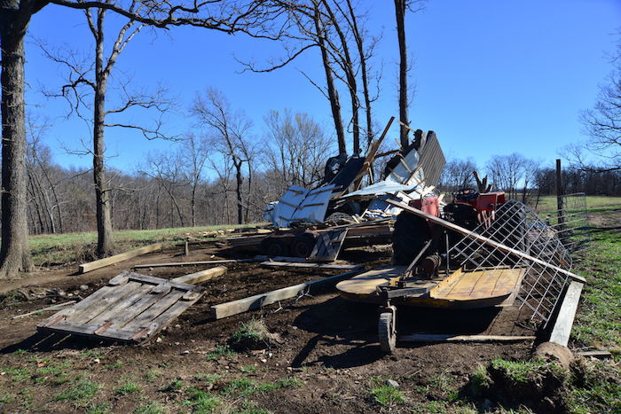 Tractor Exposed By Tornado That Destroyed A Barn In Macks Creek