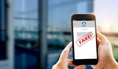 Fake text: SMS scam or phishing concept