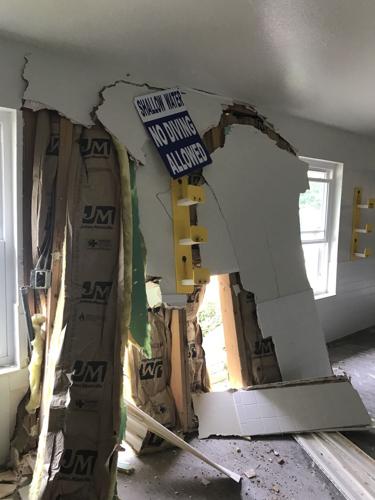 Damage At Lake West Aquatic Center From Car Crash