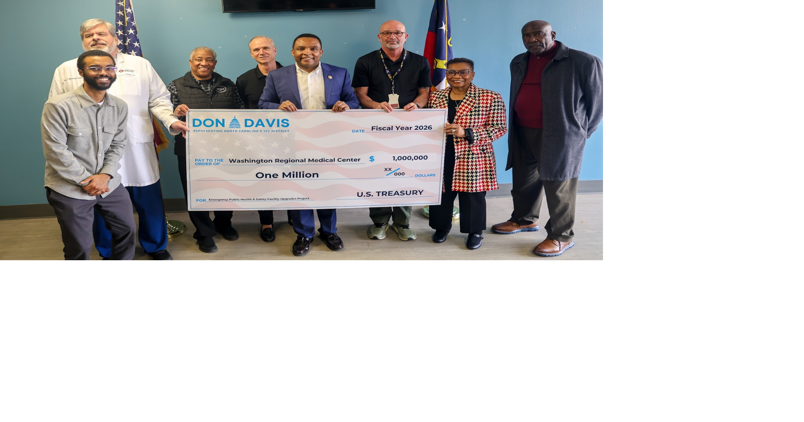 Congressman Don Davis Presents Washington Regional Medical Center with $1 Million for Medical Equipment, Technology, and Infrastructure