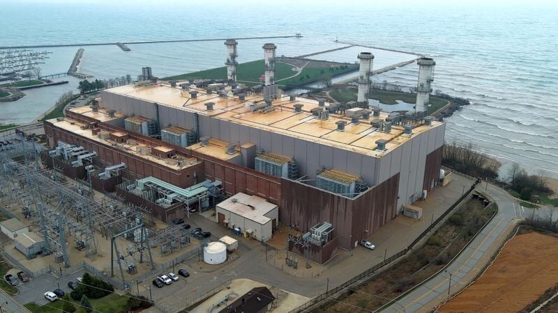 The We Energies Port Washington Generating Station is shown Monday, April 27, 2026 in Port Washington, Wisconsin. According to the utility, the 1,150-megawatt natural gas-powered generating station replaced a 225-megawatt coal-fueled plant that had oper...
