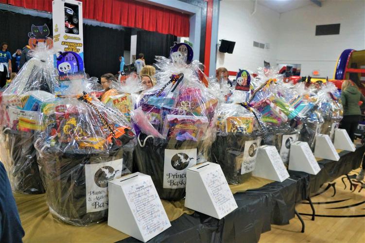 Raffle baskets at the Fontana Elementary School 2022 Fall Fun Fest fundraiser