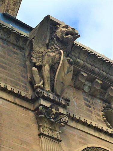Winged lion on exterior of Yerkes Observatory, Williams Bay