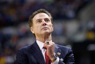 Head coach Rick Pitino of the Louisville Cardinals reacts to their 69-73 loss to the Michigan Wolverines during the second round of the 2017 NCAA Men's Basketball Tournament at the Bankers Life Fieldhouse on March 19, 2017 in Indianapolis, Indiana.