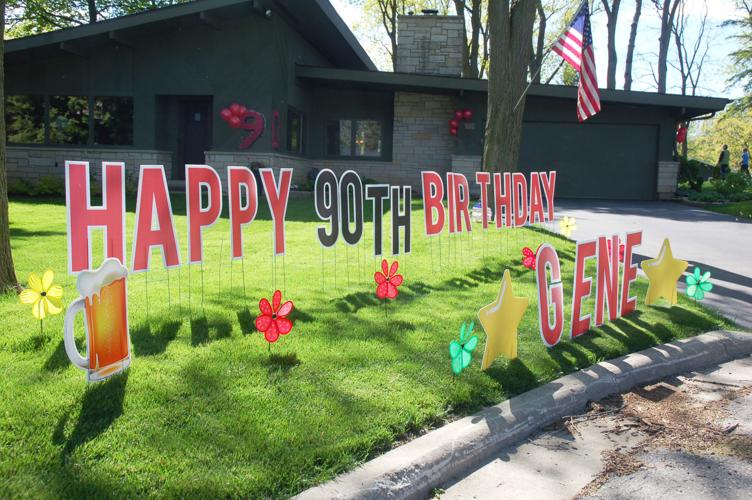 Yard sign for Gene Haseley's 90th birthday