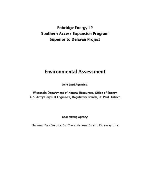 WDNR 2006 Environmental Assessment, Enbridge Lines 61 and 13