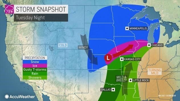 Tuesday night forecast by AccuWeather